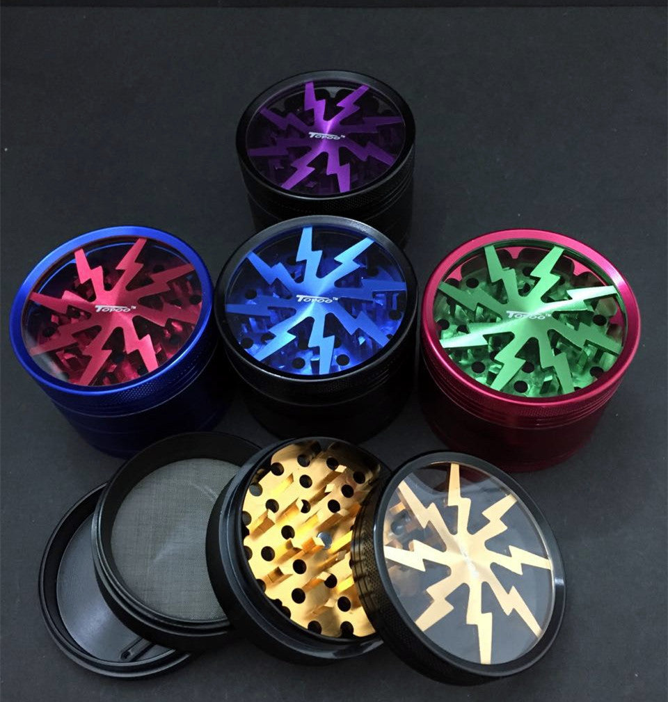 4-Layer Aluminum Grinder – Lightning Bolt Design
