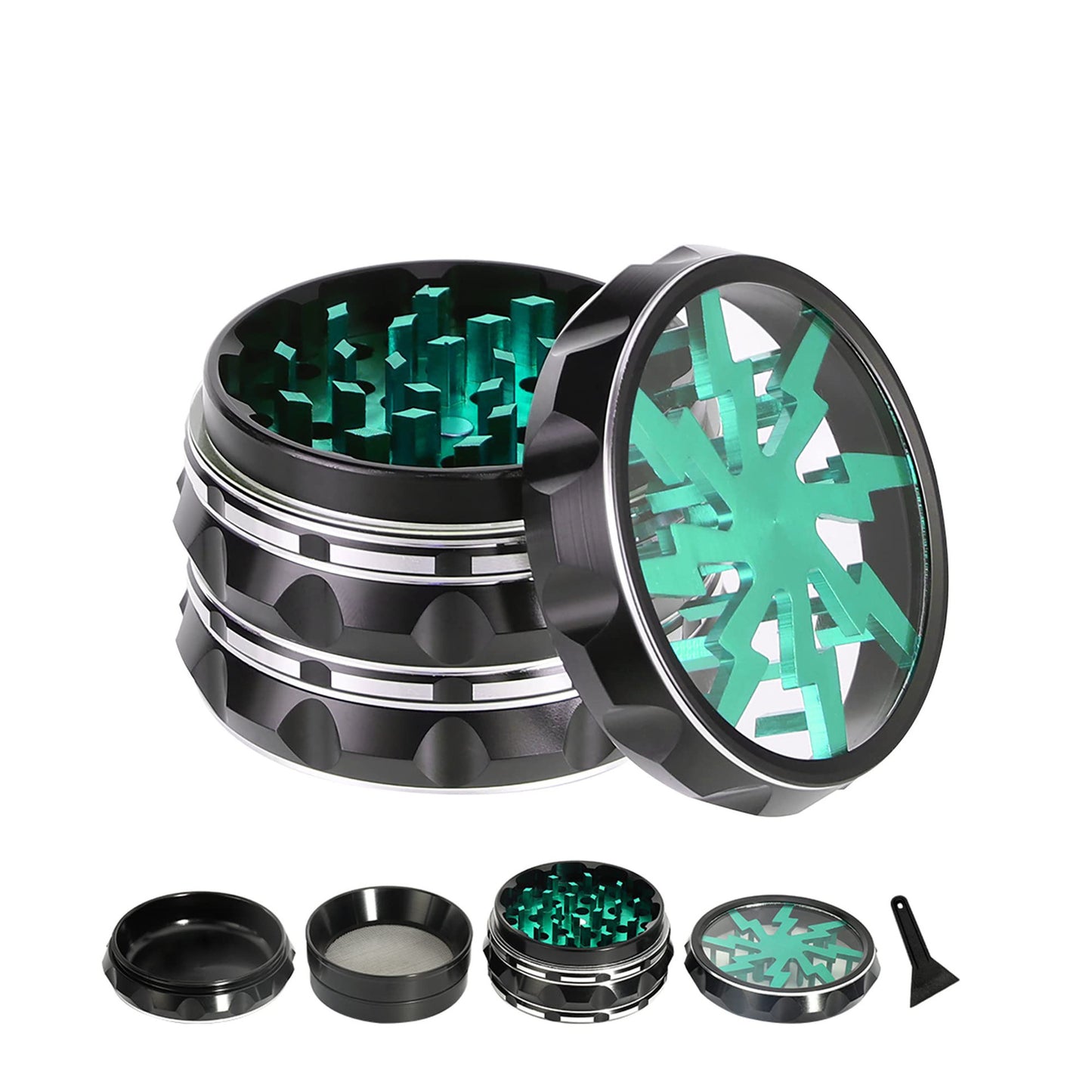 4-Layer Aluminum Grinder – Lightning Bolt Design