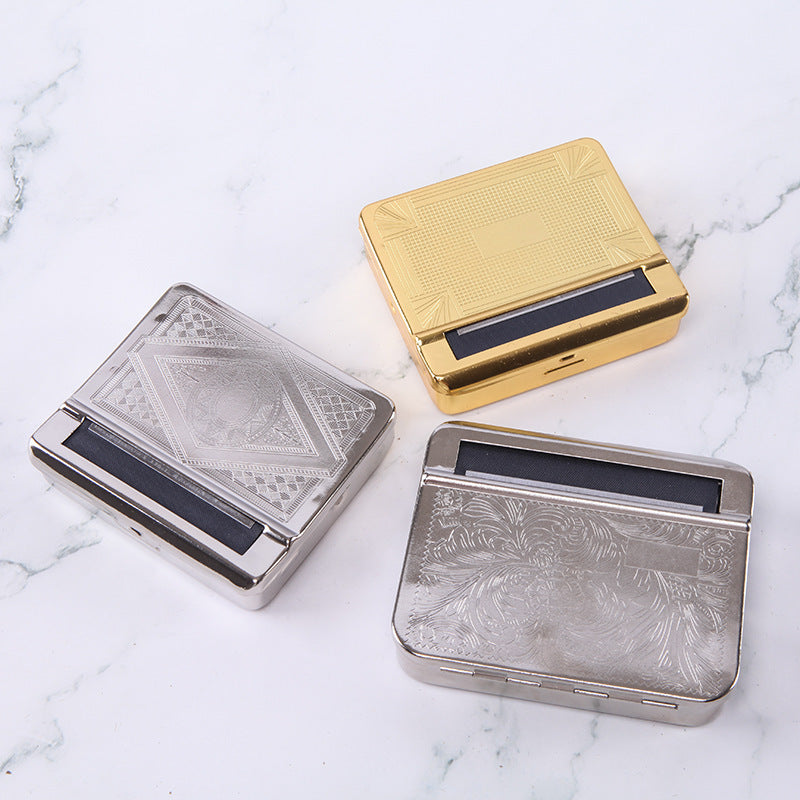 Personalized Red Cloth Metal Semi-automatic Cigarette Rolling Machine Cigarette Case