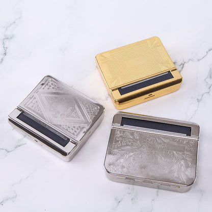 Personalized Red Cloth Metal Semi-automatic Cigarette Rolling Machine Cigarette Case