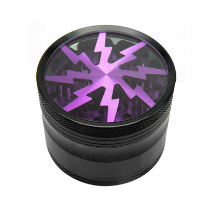 4-Layer Aluminum Grinder – Lightning Bolt Design