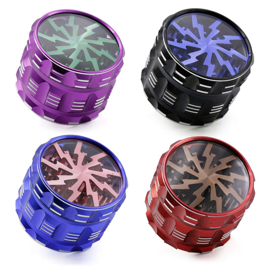 4-Layer Aluminum Grinder – Lightning Bolt Design