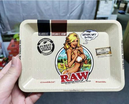 Metal Rolling Tray – Medium 280x180mm with Pattern Design