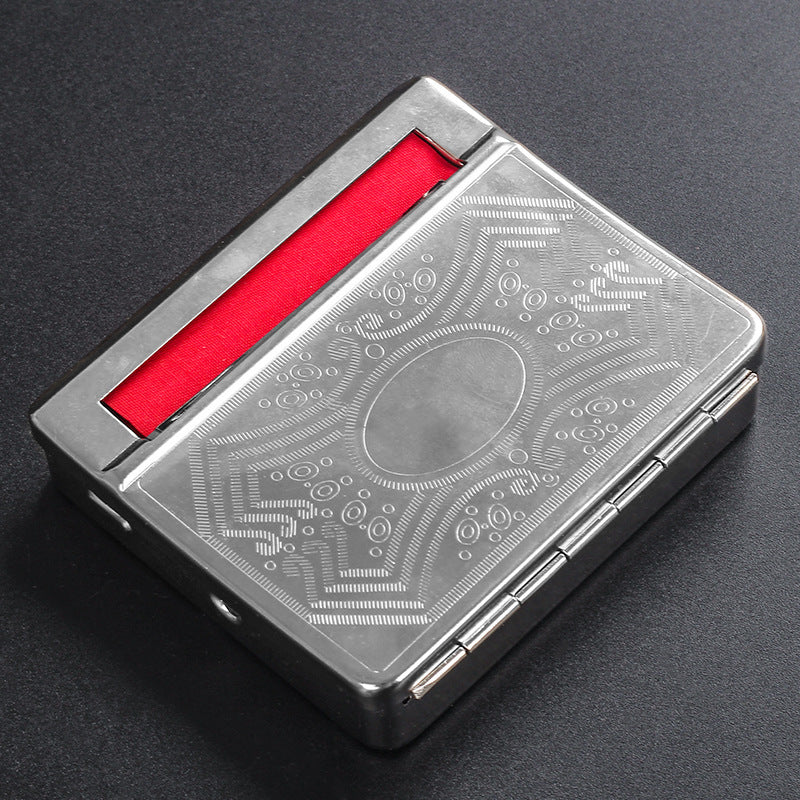 Personalized Red Cloth Metal Semi-automatic Cigarette Rolling Machine Cigarette Case