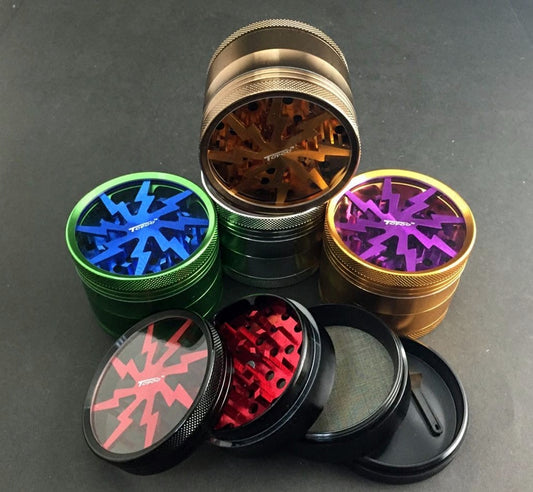 4-Layer Aluminum Grinder – Lightning Bolt Design