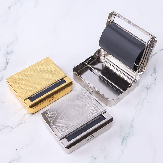 Personalized Red Cloth Metal Semi-automatic Cigarette Rolling Machine Cigarette Case